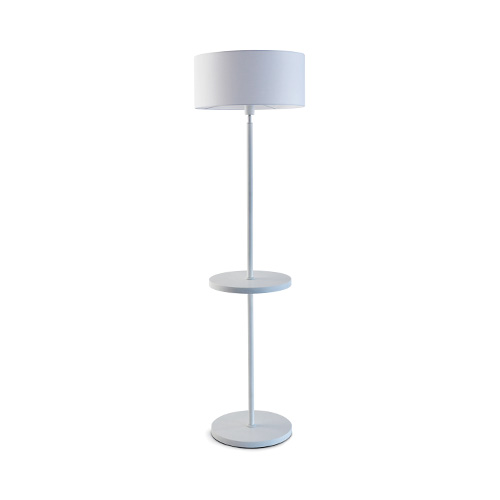 Lampe lampadaire décoration design contemporain métal blanc tablette