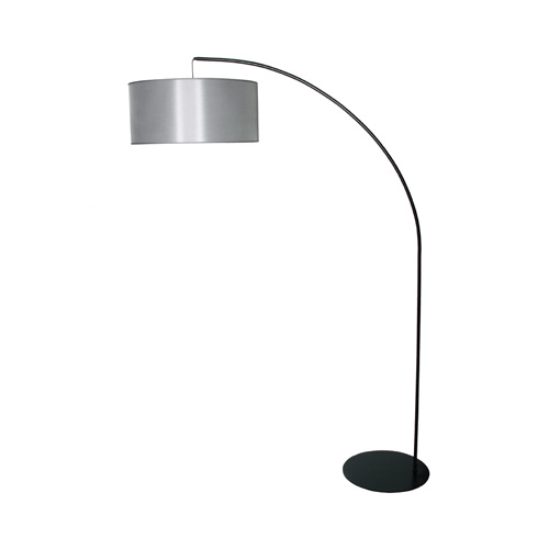 Lampe lampadaire décoration design contemporain gris argent argenté pied métal noir