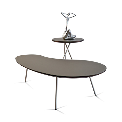 Table basse décoration design contemporain beige pieds métal