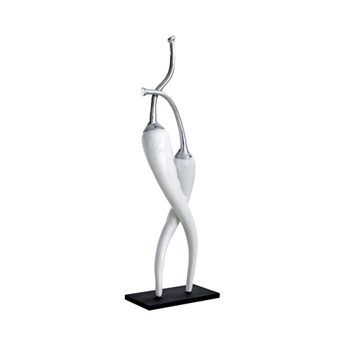 Sculpture décoration design contemporain piment piments céramique blanc argent argenté