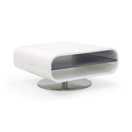 Table basse décoration design contemporain laque blanc pieds métal