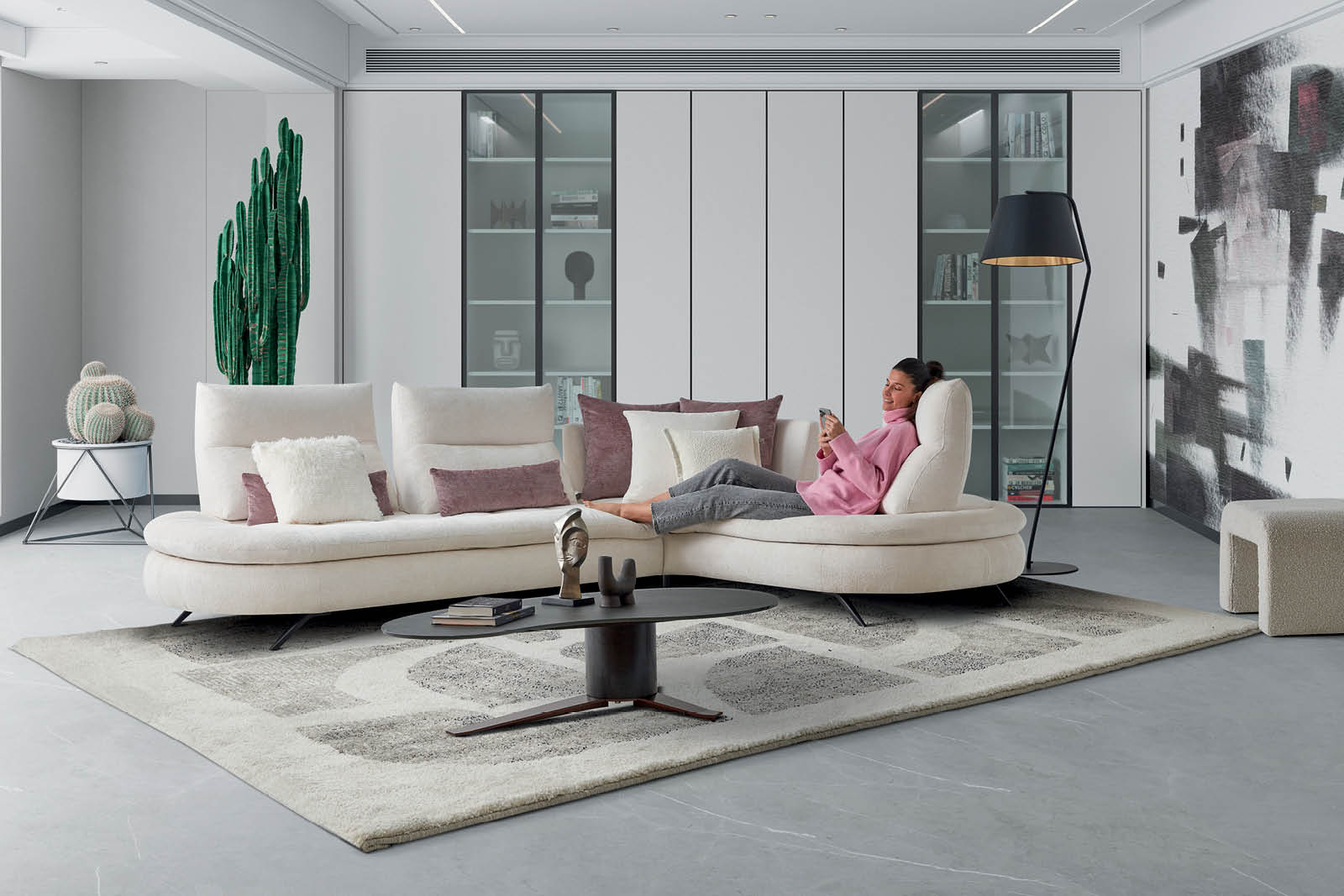 Canapé d'angle VIRGULE Tissu L. 335 x H. 98 x P. 240 cm | HomeSalons